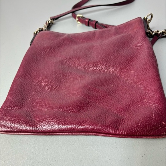 Kate Spade Burgundy Red Pebbled Leather Crossbody Purse Shoulder Bag Zip Closure - Picture 10 of 14